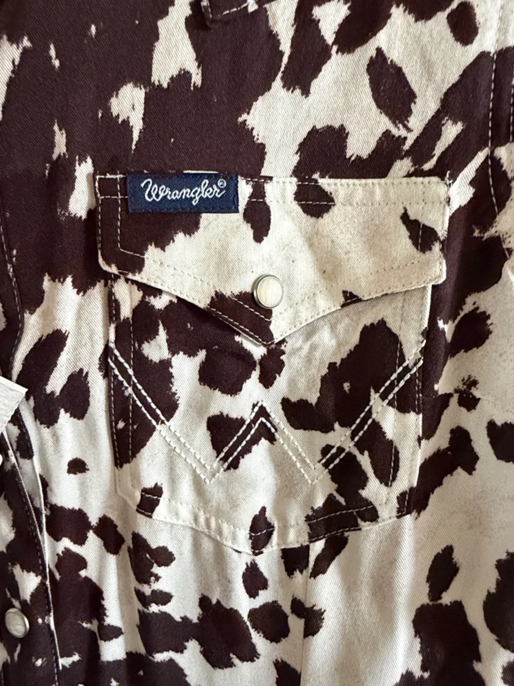 Wrangler Cow Print Shirt Dress - Brown & Cream XS - Picture 3 of 7